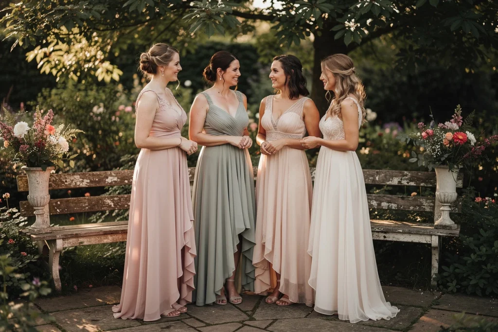 Audace maîtrisée : les robes asymétriques qui modernisent le style des demoiselles d’honneur