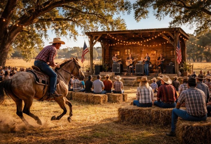 plongez dans l'ambiance du sud avec nos concerts équestres et spectacles western country alliant musique envoûtante et performances équestres exceptionnelles.
