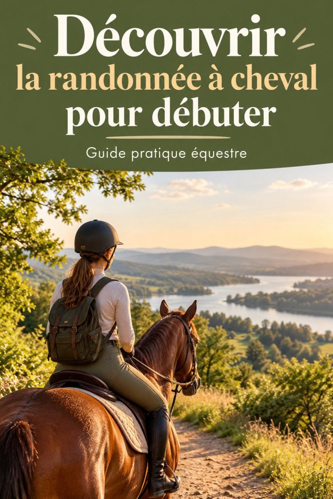 Randonnée à cheval dans le Sud de la France, sentier ensoleillé avec un cavalier débutant