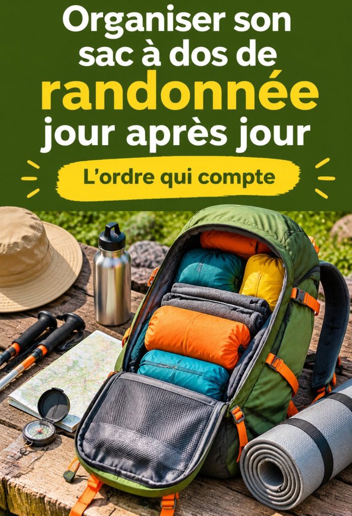 Un sac à dos de randonnée organisé avec les essentiels pour une sortie réussie.