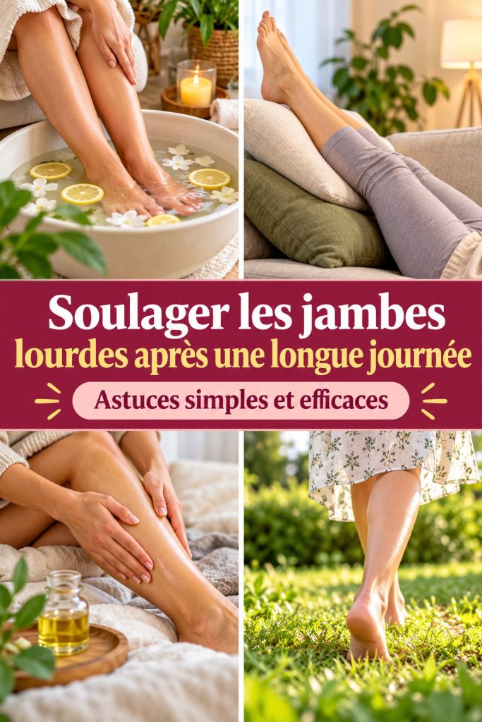 Personne allongée avec les jambes surélevées après une randonnée, visant à soulager les jambes lourdes.